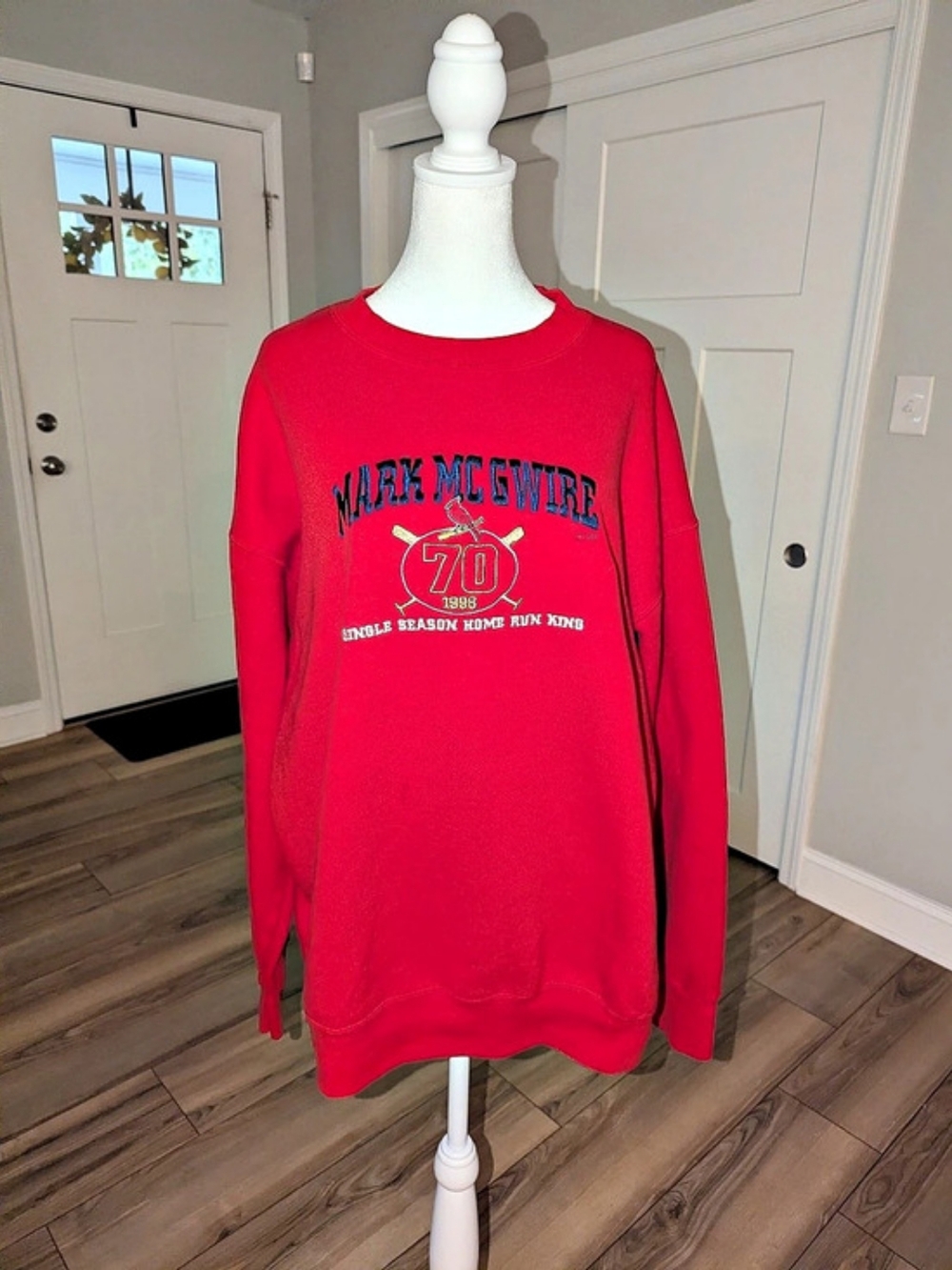 Mark McGwire 70 1998 Single Season Home Run King sweatshirt Red Baseball